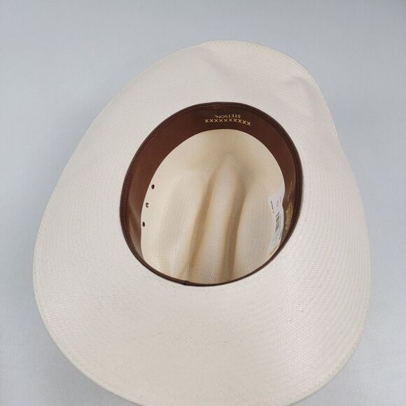Stetson 10x Spartan Natural Straw Round Oval Western Cowboy Hat 7 1/4 NWD - Picture 9 of 16
